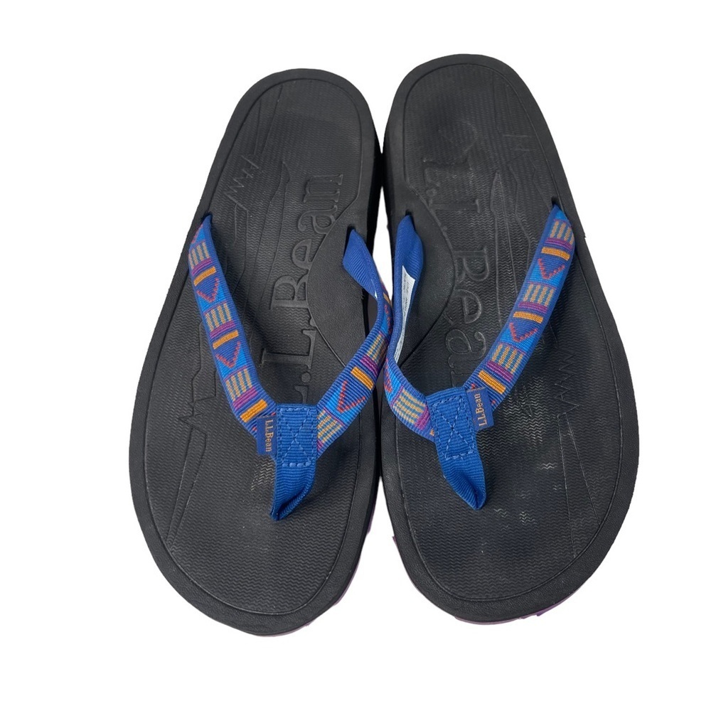LL Bean Blue Purple Comfort Flip Flop Beach Sandals Womens 7 Lightweight